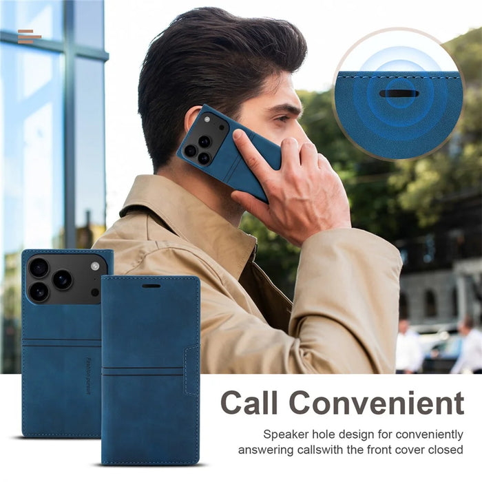For iPhone 18 Pro Max / 17 Pro Max Wallet Case Magnetic Closing Leather Phone Cover - Blue - 7