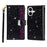 For iPhone 17 Case Starry Sky Carving Leather Wallet Phone Cover with Wrist Strap - Black - 1