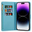 For iPhone 18 Pro / 17 Pro Case Starry Sky Carving Leather Wallet Phone Cover with Wrist Strap - Blue - 2