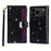 For iPhone 18 Pro Max / 17 Pro Max Case Starry Sky Carving Leather Wallet Phone Cover with Wrist Strap - Black - 1