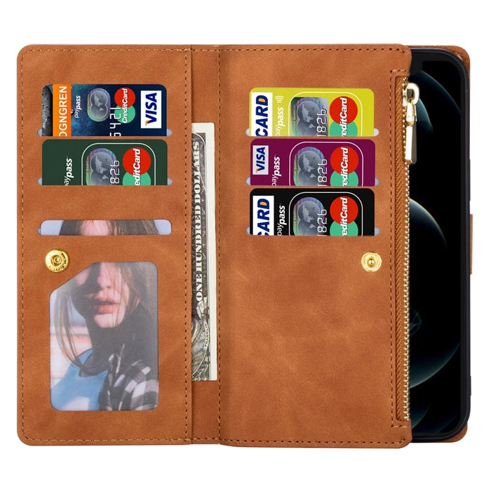 For iPhone 18 Pro Max / 17 Pro Max Wallet Case Color Splicing Leather Phone Cover with Stand - Brown - 2