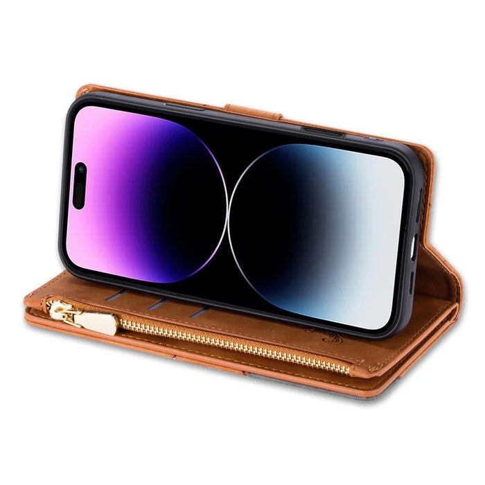 For iPhone 18 Pro Max / 17 Pro Max Wallet Case Color Splicing Leather Phone Cover with Stand - Brown - 3