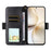 For Realme 14 Pro+ 5G Leather Case Magnetic Closure Wallet Stand Phone Cover with Crossbody Strap - Black - 2