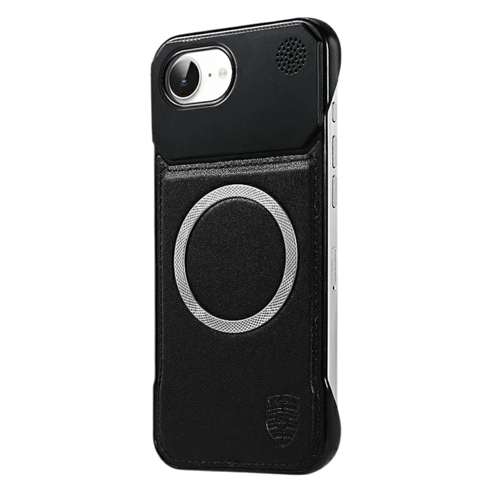 For iPhone 17e / 16e Aromatherapy Case Compatible with MagSafe Borderless Heat Dissipation Leather + PC Phone Cover - Black - 1