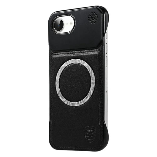 For iPhone 17e / 16e Aromatherapy Case Compatible with MagSafe Borderless Heat Dissipation Leather + PC Phone Cover - Black - 1