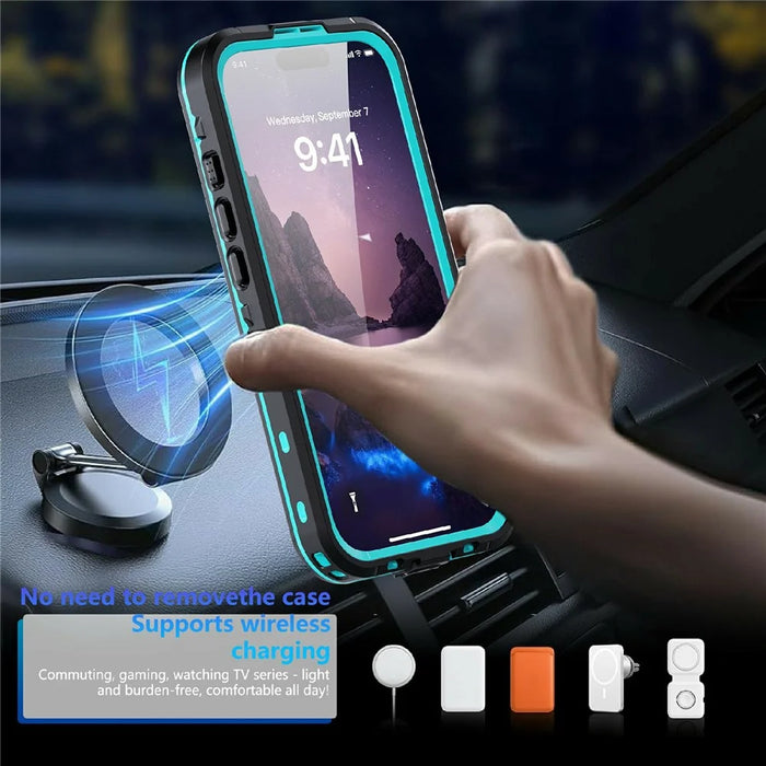 REDPEPPER Dot+ Series For iPhone 17 Cellphone Case Compatible with MagSafe IP68 Waterproof Clear Back Phone Cover - Blue - 3