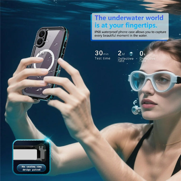 REDPEPPER Dot+ Series For iPhone 17 Cellphone Case Compatible with MagSafe IP68 Waterproof Clear Back Phone Cover - Blue - 6