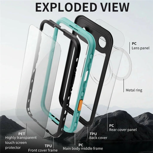 REDPEPPER Dot+ Series For iPhone Air Cellphone Case Compatible with MagSafe IP68 Waterproof Clear Back Phone Cover - Blue - 2