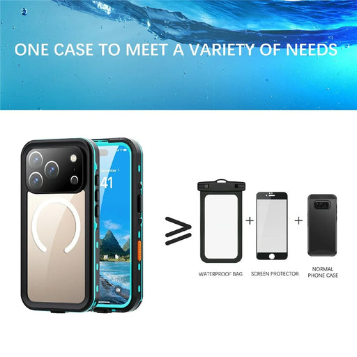REDPEPPER Dot+ Series For iPhone 17 Pro Cellphone Case Compatible with MagSafe IP68 Waterproof Clear Back Phone Cover - Blue - 2