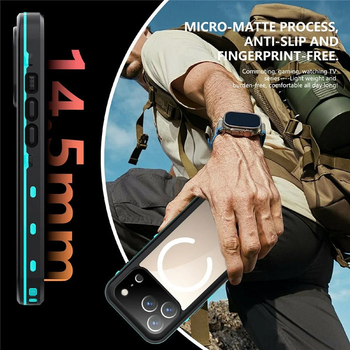 REDPEPPER Dot+ Series For iPhone 17 Pro Cellphone Case Compatible with MagSafe IP68 Waterproof Clear Back Phone Cover - Blue - 3