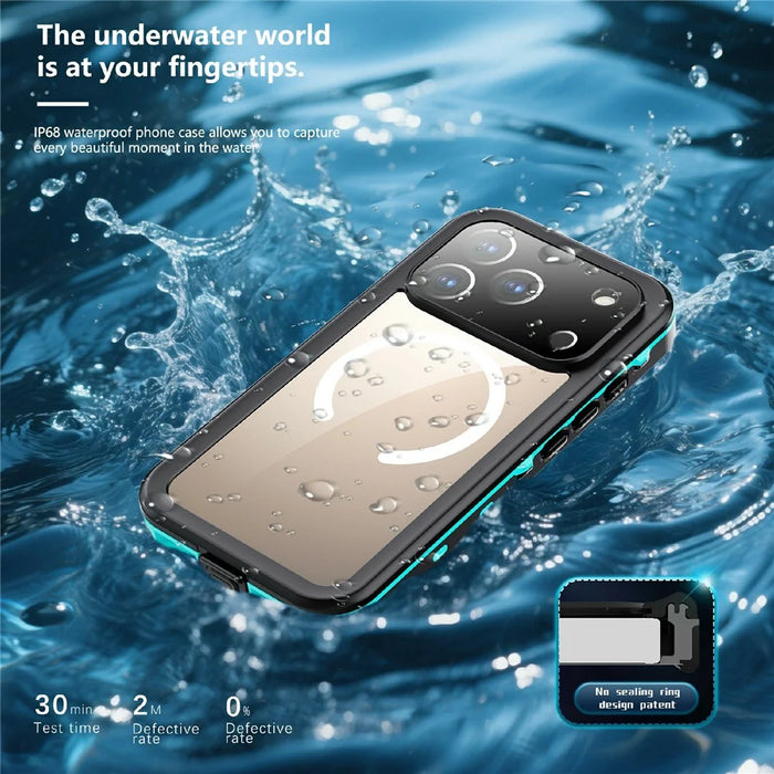 REDPEPPER Dot+ Series For iPhone 17 Pro Cellphone Case Compatible with MagSafe IP68 Waterproof Clear Back Phone Cover - Blue - 7