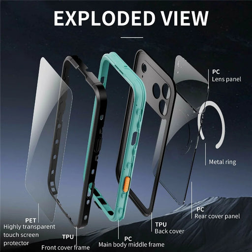 REDPEPPER Dot+ Series For iPhone 17 Pro Max Cellphone Case Compatible with MagSafe IP68 Waterproof Clear Back Phone Cover - Blue - 2