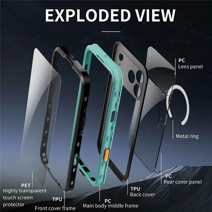 REDPEPPER Dot+ Series For iPhone 17 Pro Max Cellphone Case Compatible with MagSafe IP68 Waterproof Clear Back Phone Cover - Blue - 2