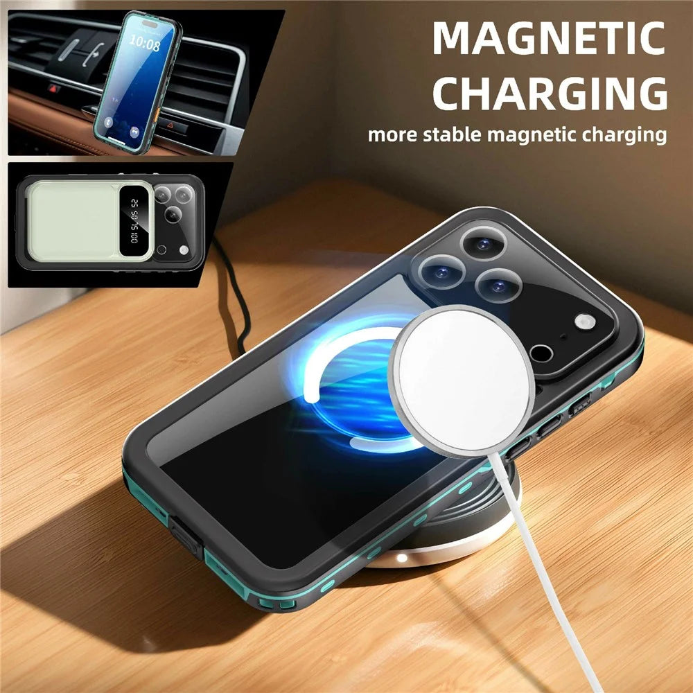 REDPEPPER Dot+ Series For iPhone 17 Pro Max Cellphone Case Compatible with MagSafe IP68 Waterproof Clear Back Phone Cover - Blue - 5