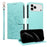 For iPhone 18 Pro Max / 17 Pro Max Case RFID Blocking Imprinted Dog Pattern PU Leather Phone Cover with Wrist Strap - Green - 1