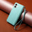 For iPhone 16 Plus Case RFID Blocking Imprinted Dog Pattern PU Leather Phone Cover with Wrist Strap - Green - 3