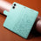 For iPhone 16 Plus Case RFID Blocking Imprinted Dog Pattern PU Leather Phone Cover with Wrist Strap - Green - 4