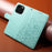For iPhone 16 Pro Case RFID Blocking Imprinted Dog Pattern PU Leather Phone Cover with Wrist Strap - Green - 4