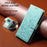 For iPhone 16 Pro Case RFID Blocking Imprinted Dog Pattern PU Leather Phone Cover with Wrist Strap - Green - 7