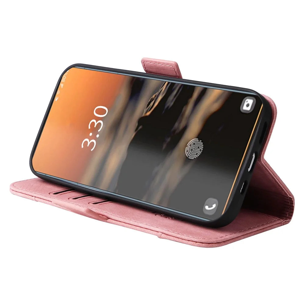 BETOPNICE 001 For Samsung Galaxy S23 Ultra Anti-scratch PU Leather Phone Case Wallet Stand Imprinted Stitching Line Inner TPU Phone Cover - Pink - 3