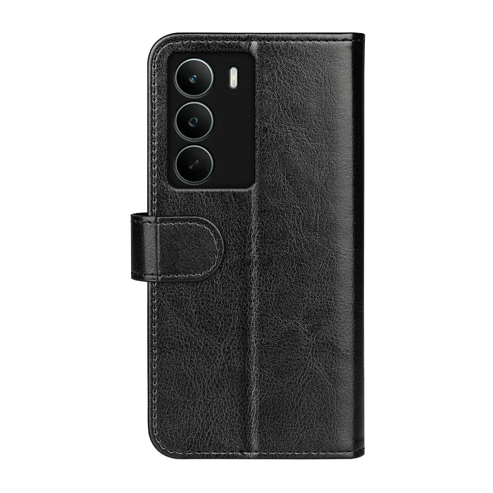 For Realme C71 4G Case Crazy Horse Texture Stand Leather Phone Cover -  Black - 3