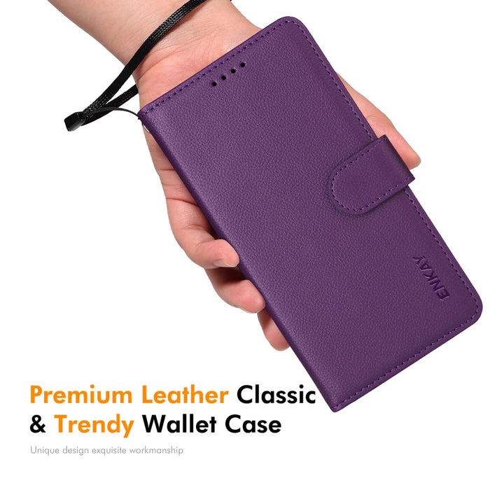 ENKAY HAT PRINCE For Samsung Galaxy A36 5G Wallet Case with Strap   RFID Blocking Leather Stand Phone Cover - Black - 6