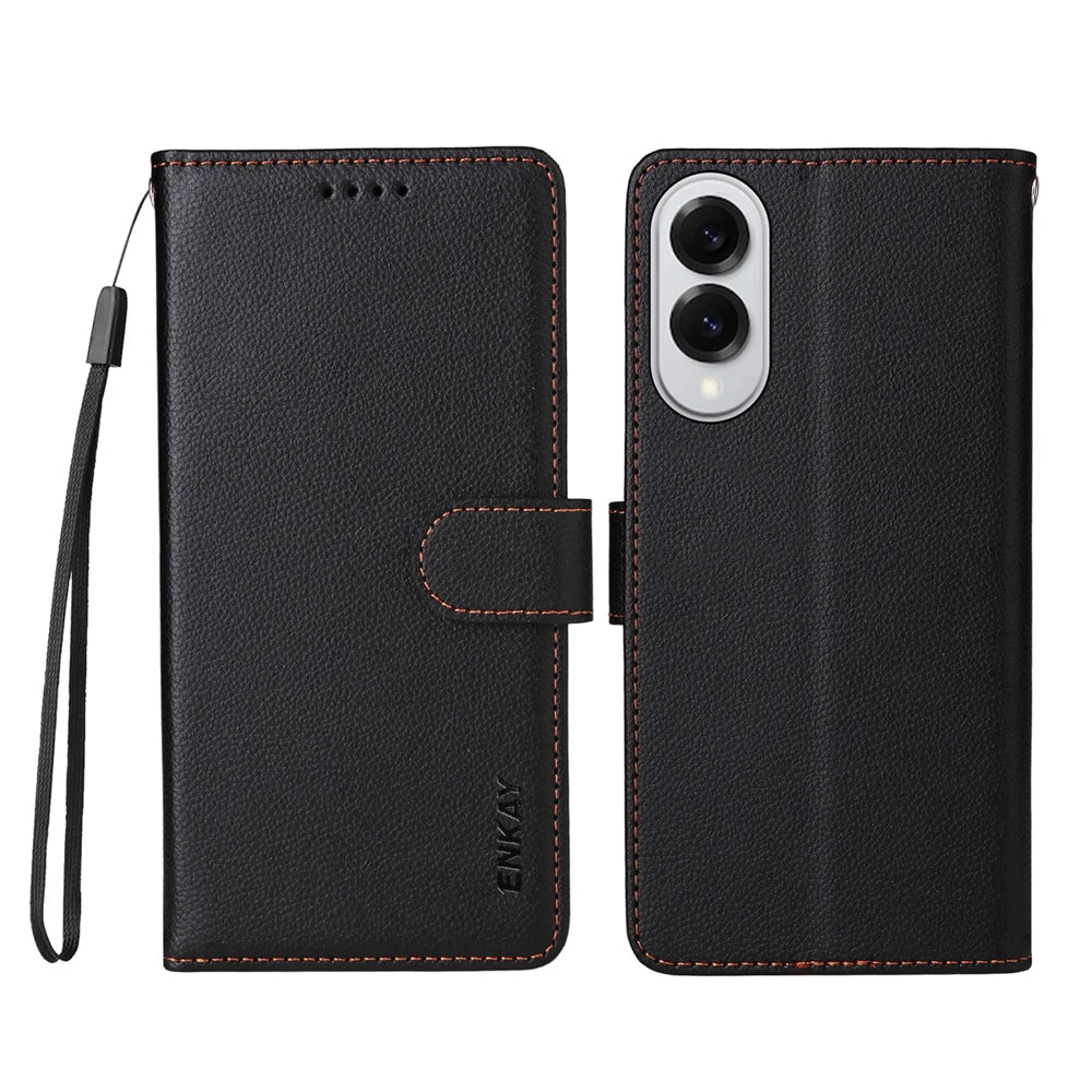 ENKAY HAT PRINCE For Samsung Galaxy S25 Edge Wallet Case with Strap   RFID Blocking Leather Stand Phone Cover - Black - 2