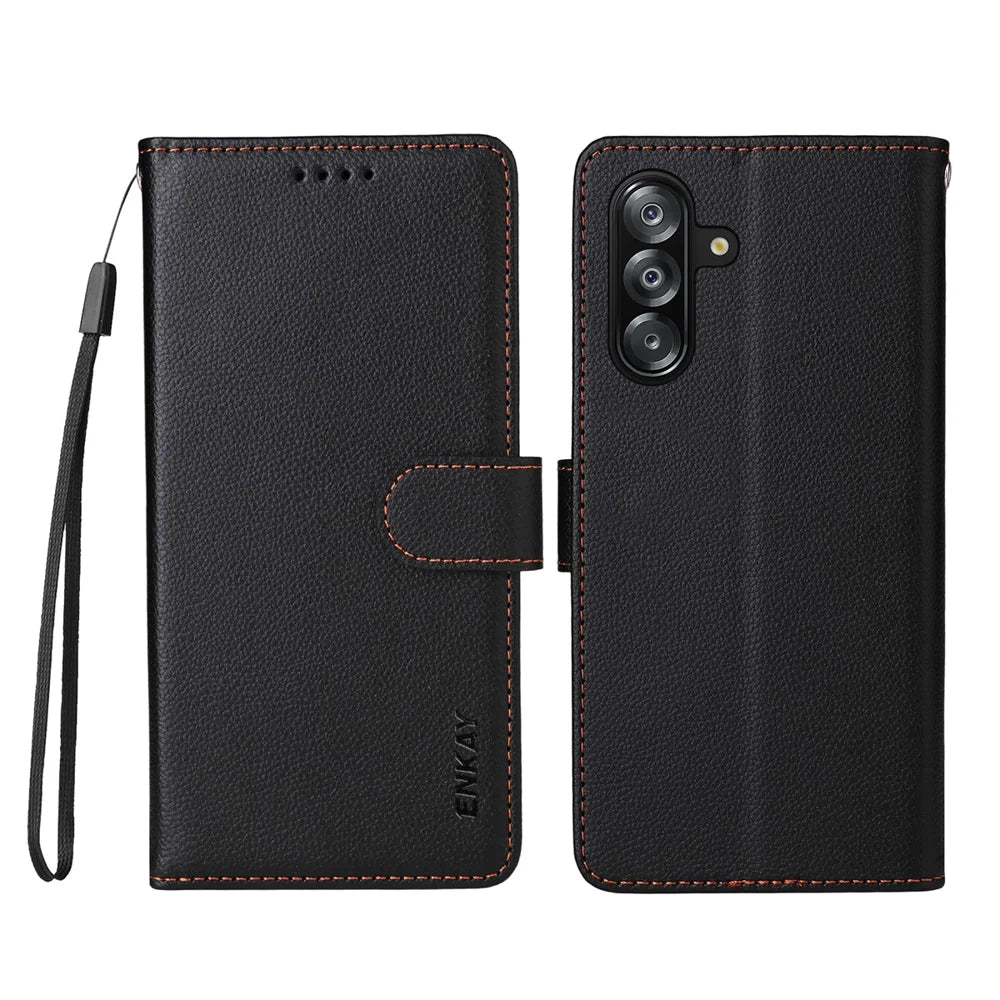 ENKAY HAT PRINCE For Samsung Galaxy A16 5G / A16 4G / A26 5G / A17 5G / A17 4G Wallet Case with Strap   RFID Blocking Leather Stand Phone Cover - Black - 2