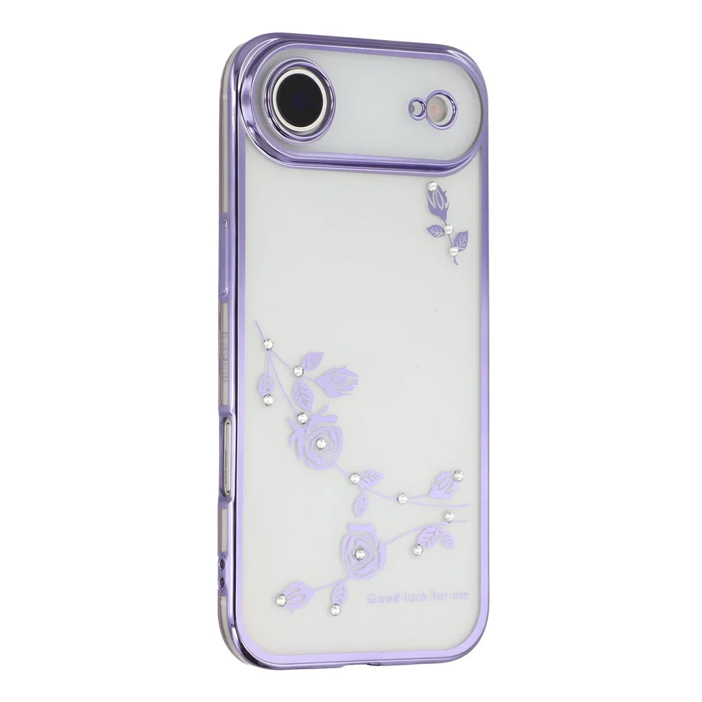 KADEM For iPhone Air Case Flower Rhinestone Decor TPU Phone Cover - Purple - 1