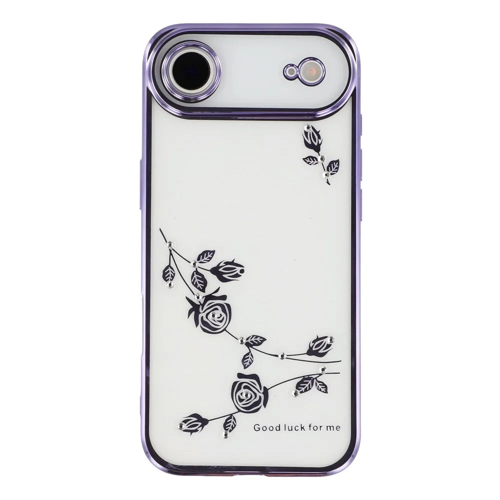 KADEM For iPhone Air Case Flower Rhinestone Decor TPU Phone Cover - Purple - 3