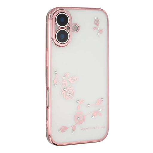 KADEM For iPhone 17 Case Flower Rhinestone Decor TPU Phone Cover - Rose Gold - 1