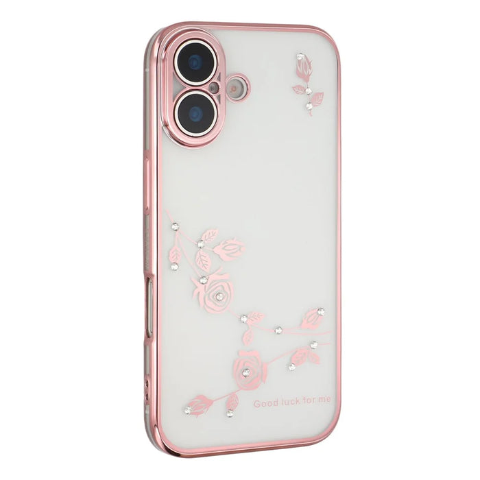 KADEM For iPhone 17 Case Flower Rhinestone Decor TPU Phone Cover - Rose Gold - 1