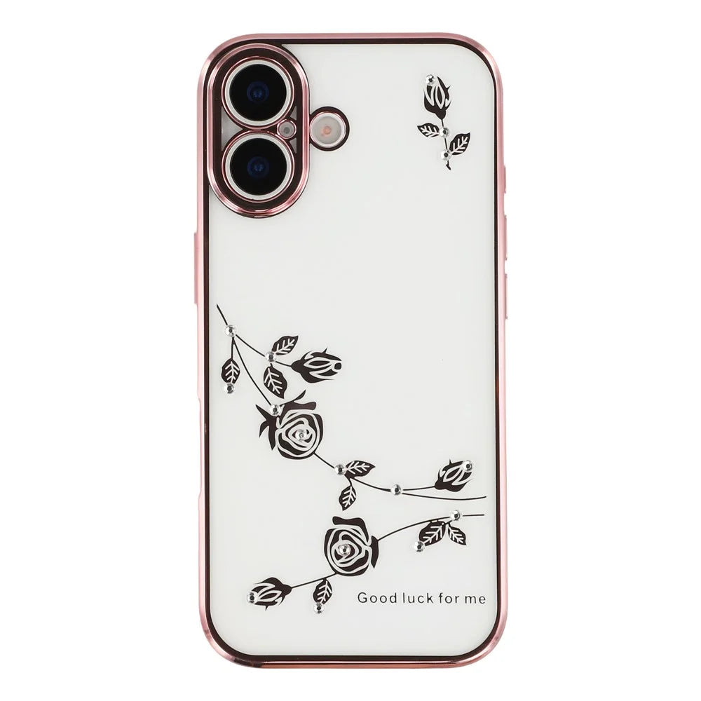 KADEM For iPhone 17 Case Flower Rhinestone Decor TPU Phone Cover - Rose Gold - 3