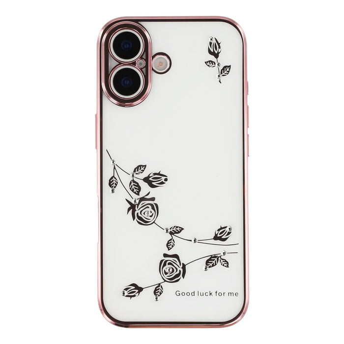 KADEM For iPhone 17 Case Flower Rhinestone Decor TPU Phone Cover - Rose Gold - 3