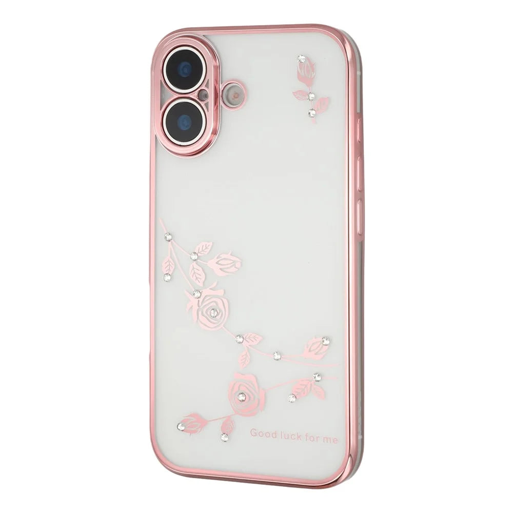 KADEM For iPhone 17 Case Flower Rhinestone Decor TPU Phone Cover - Rose Gold - 4