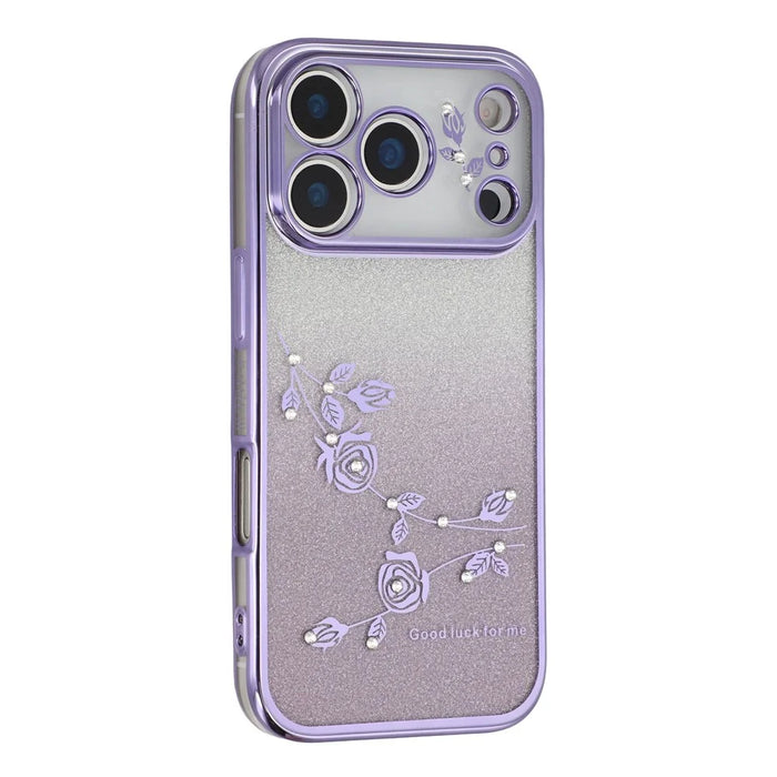 KADEM For iPhone 17 Pro Max Case Flower TPU Flexible Gradient Phone Cover - Purple - 1
