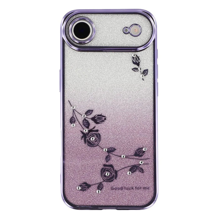 KADEM For iPhone Air Case Flower Pattern TPU Gradient Phone Cover with Lanyards - Purple - 3