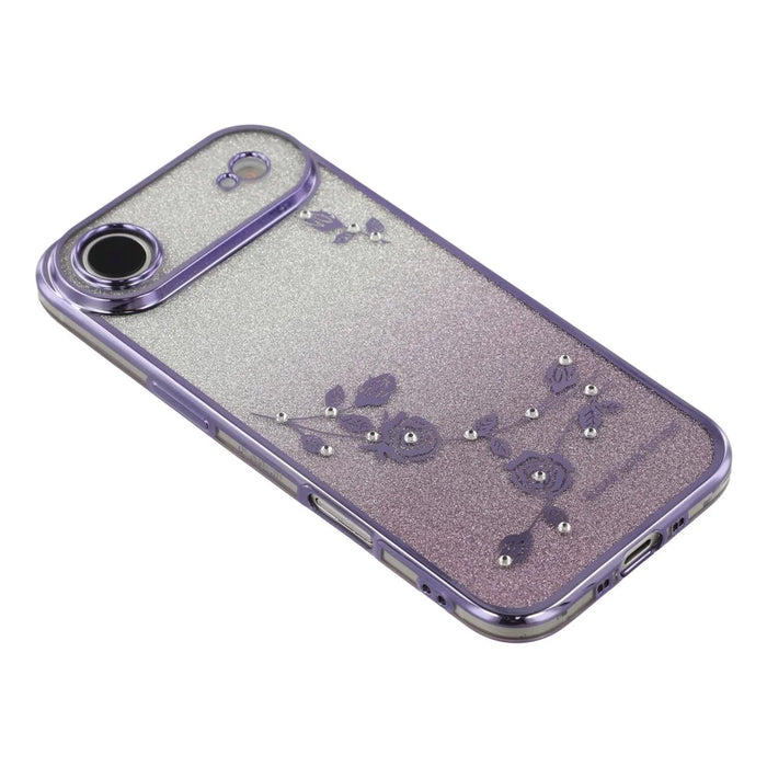KADEM For iPhone Air Case Flower Pattern TPU Gradient Phone Cover with Lanyards - Purple - 4