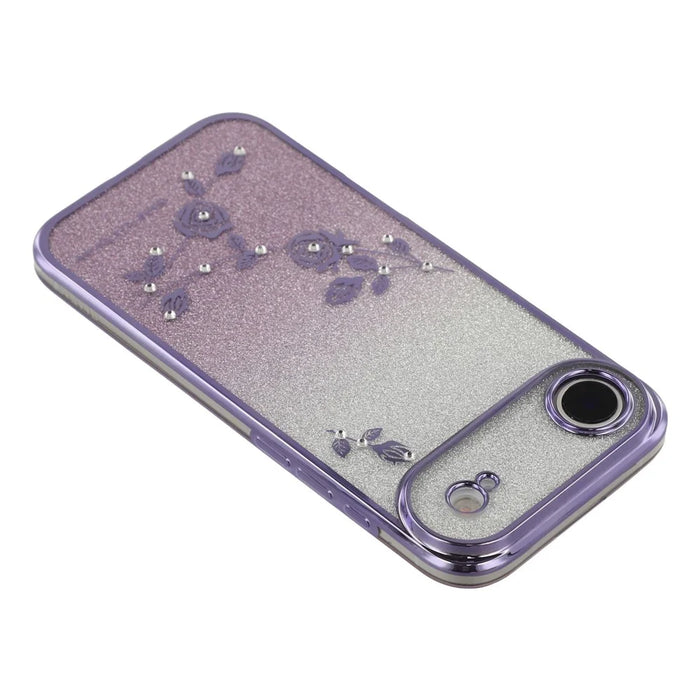 KADEM For iPhone Air Case Flower Pattern TPU Gradient Phone Cover with Lanyards - Purple - 5