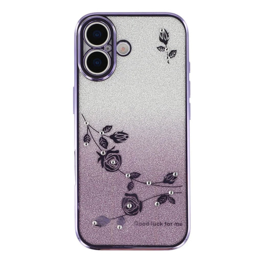 KADEM For iPhone 17 Case Flower Pattern TPU Gradient Phone Cover with Lanyards - Purple - 2
