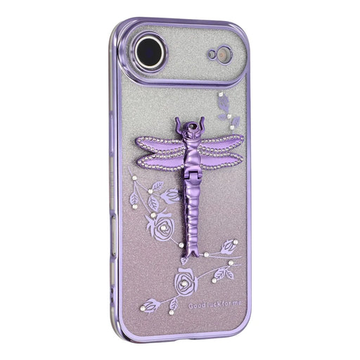 KADEM For iPhone Air Case Dragonfly Kickstand TPU Flowers Glitter Phone Cover - Purple - 1