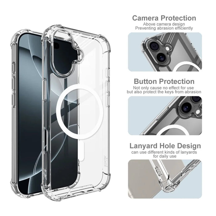 IMAK For iPhone 17 Case Compatible with MagSafe Shockproof PC TPU Clear Phone Cover - 5