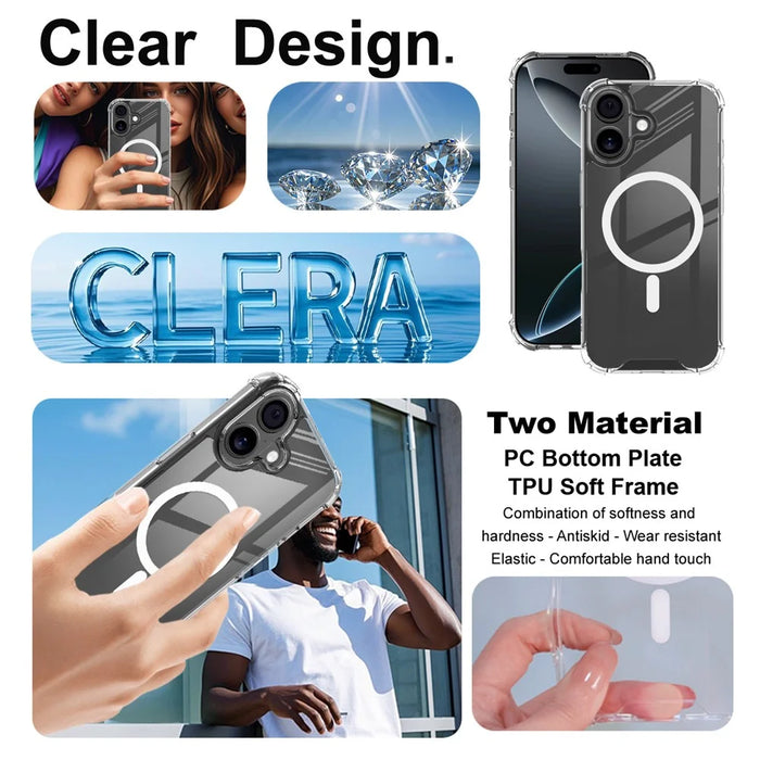 IMAK For iPhone 17 Case Compatible with MagSafe Shockproof PC TPU Clear Phone Cover - 6