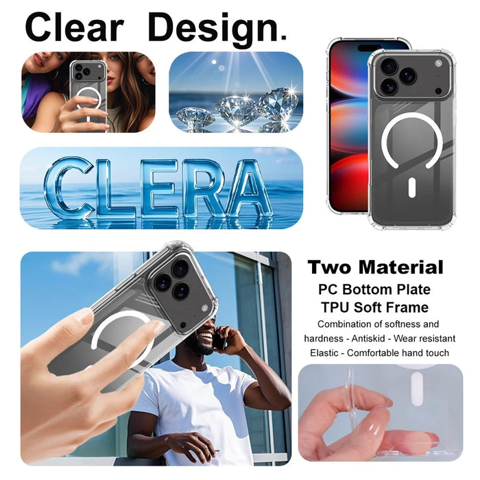 IMAK For iPhone 17 Pro Max Case Compatible with MagSafe Shockproof PC TPU Clear Phone Cover - 6