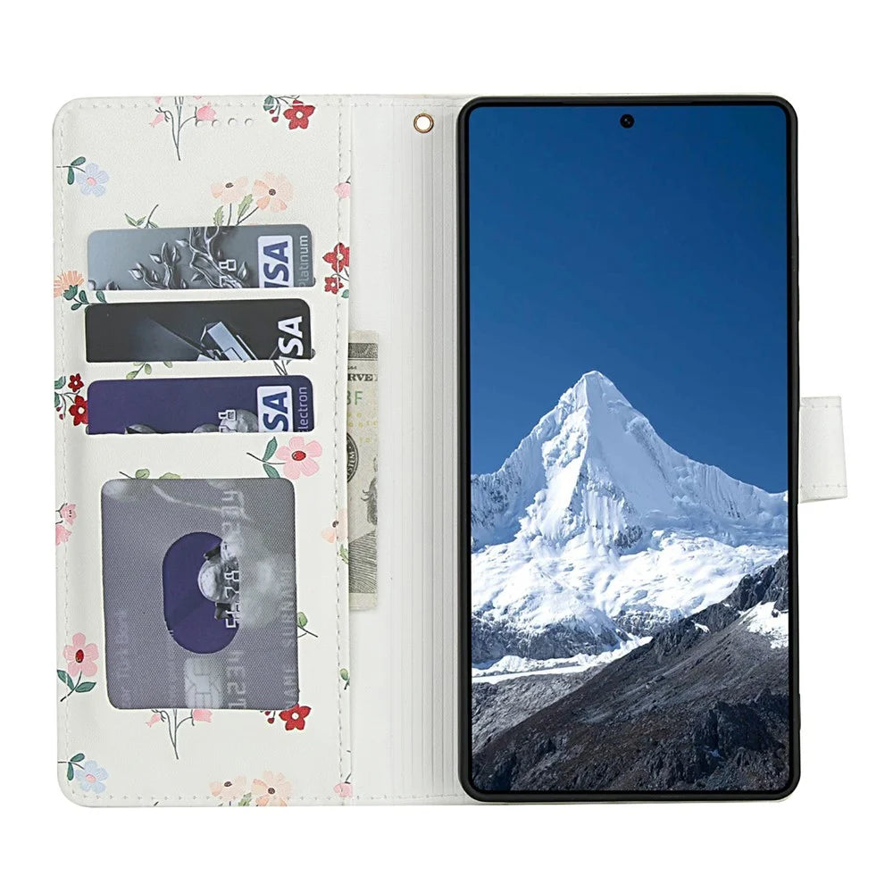 For Samsung Galaxy S25 Ultra Wallet Case Rhombic Floral Design Leather Flip Phone Cover with Strap - A1 - 2