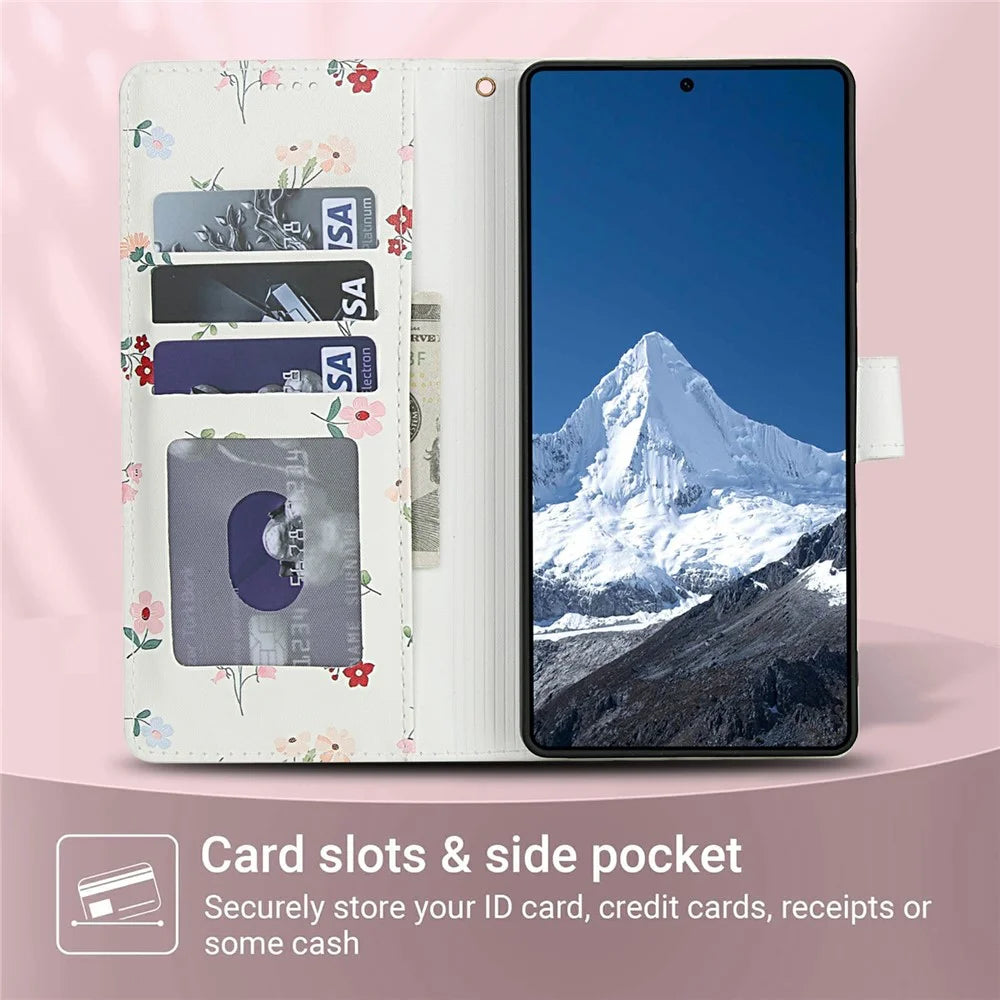 For Samsung Galaxy S25 Ultra Wallet Case Rhombic Floral Design Leather Flip Phone Cover with Strap - A1 - 7