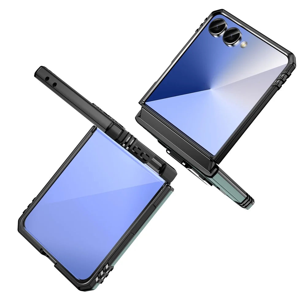 For Samsung Galaxy Z Flip8 / Z Flip7 5G Case Kickstand Slide Lens Lid PC + TPU Drop-Proof Phone Cover - Green - 3