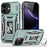 For iPhone 17 Case Kickstand Slide Lens Lid PC + TPU Drop-Proof Phone Cover - Green - 1