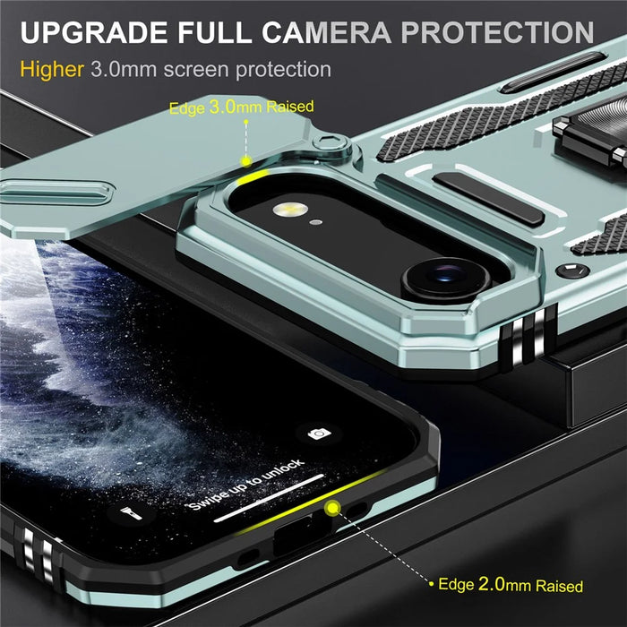 For iPhone Air Case Kickstand Slide Lens Lid PC + TPU Drop-Proof Phone Cover - Green - 6