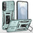 For Samsung Galaxy S25 Edge Case Kickstand Slide Lens Lid PC + TPU Drop-Proof Phone Cover - Green - 1